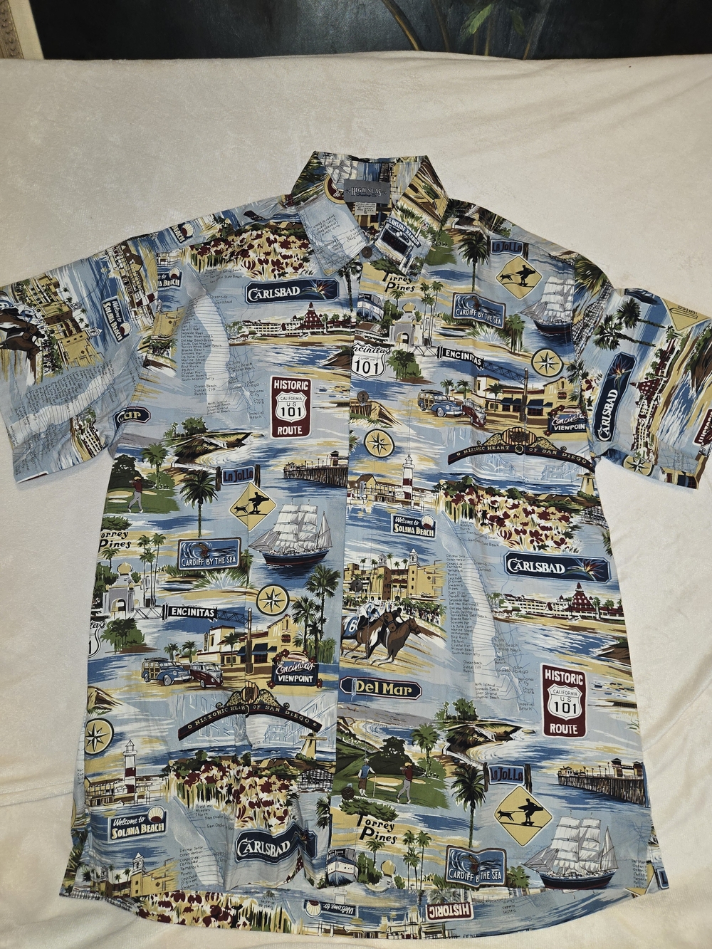 Vintage High Seas Trading Company Scenic Print California 101  Golf All Over